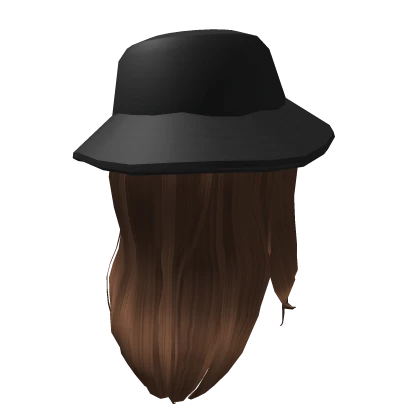 Black Trendy Hat / Brown Hair