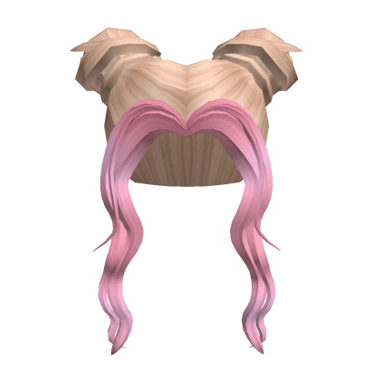 Blonde & Pink Wavy Space Buns