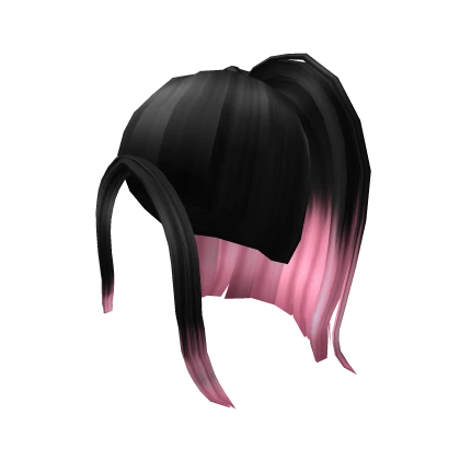 Short Cut Loose Ponytail In Black To Pink