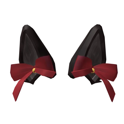 Black Mysterious Ears with Red Bows