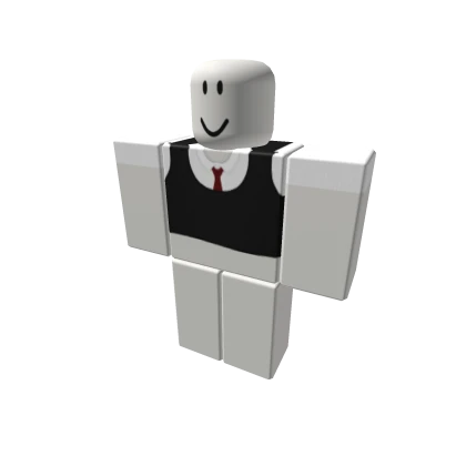 black vest with a white undershirt and red tie