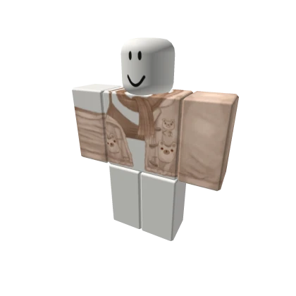 ପ kawaii fuzzy bear coat + brown top & scarf ♡