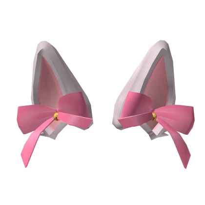 White Mysterious Ears with Pink Bows