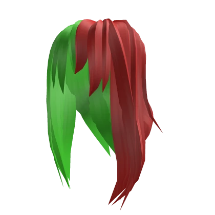 Long Red & Green Anime Hair