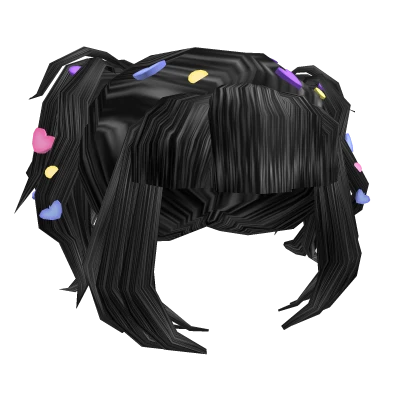 Black Wavy Pigtails w Kawaii Clips