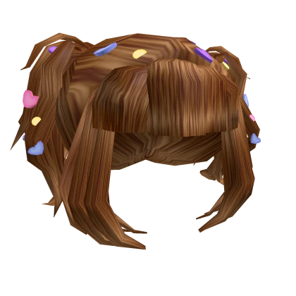 Brown Wavy Pigtails w Kawaii Clips