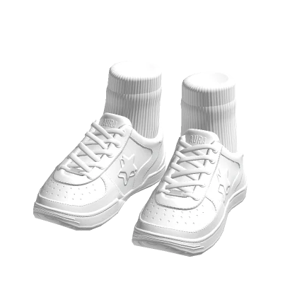 White Sneakers with Short White Socks