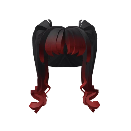 Black to Red Anime Princess Ponytails