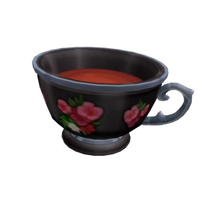 Black Floral Teacup