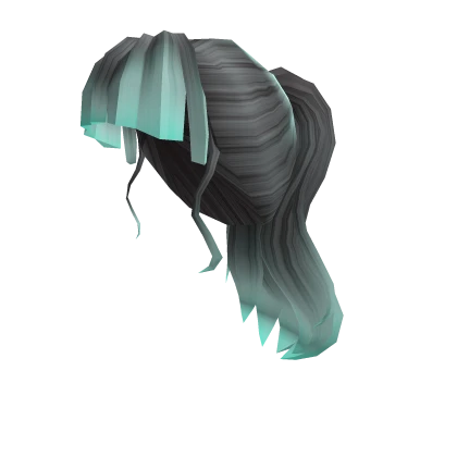 Cute Simple Pony with Bangs Mint Grey Ombre