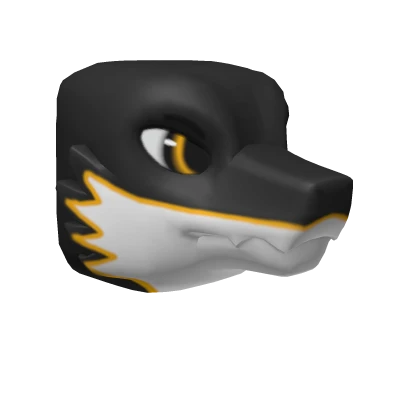 Black & Yellow Furred Dragon Head