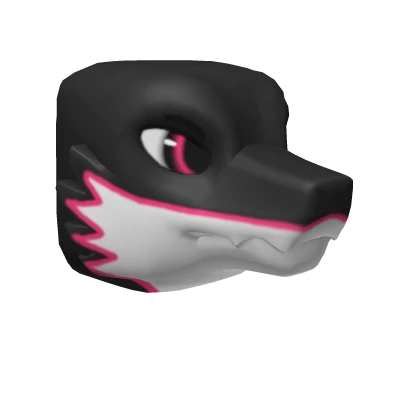 Pink & Black Furred Dragon Head