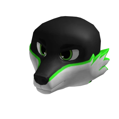 Black & Green Wolf Head