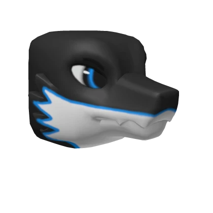 Black & Blue Furred Gamer Dragon Head