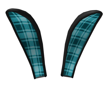 Cyan Plaid Bunny Ears