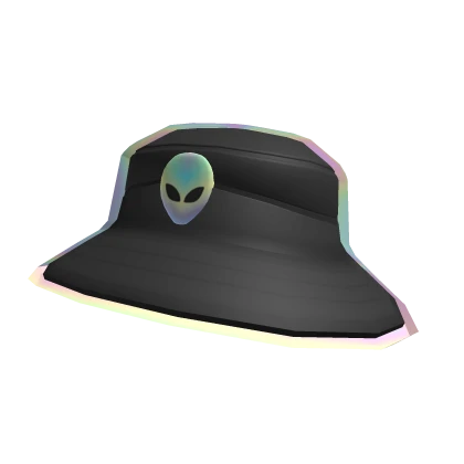 Holographic Alien Trendy Hat Outlined Black