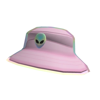 Holographic Alien Trendy Hat Outlined Pink