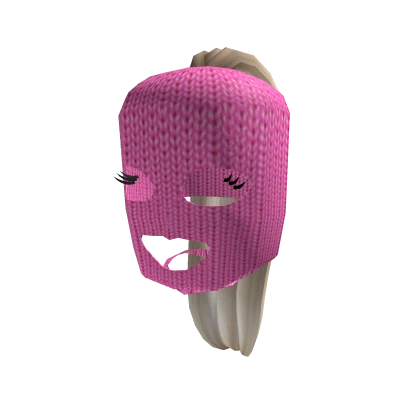 Pink Ski Mask with Blonde Pony