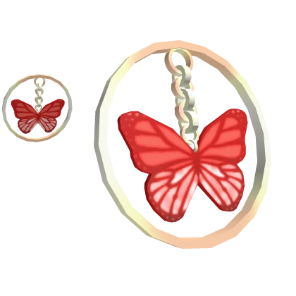 Red Butterfly Gold Hoop Earrings