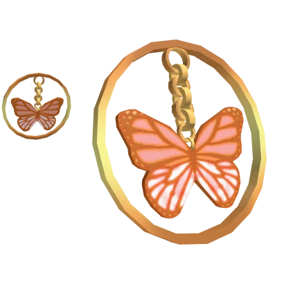 Orange Butterfly Gold Hoop Earrings