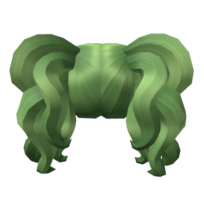 Curly Pigtails with Bangs - Green