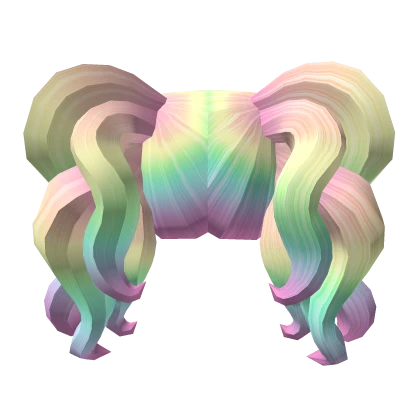 Curly Pigtails with Bangs - Holo Rainbow