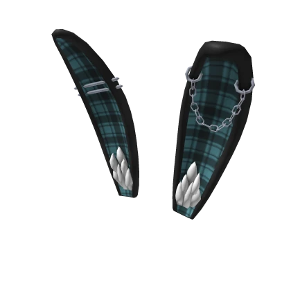 Blue Plaid Goth Bunny Ears