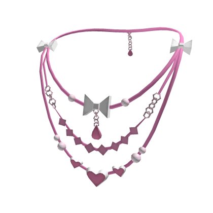 Layered Bow & Hearts Necklace