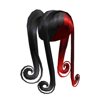 Swirly Split Pigtails Black n Red