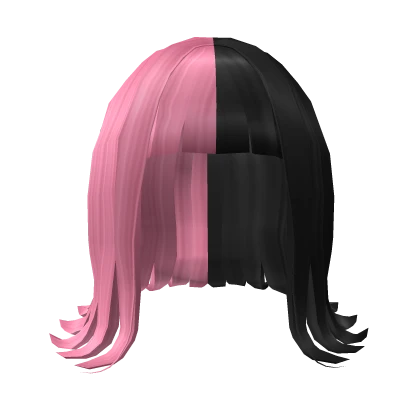 Short Black And Pink Flipped Hair With Bangs 