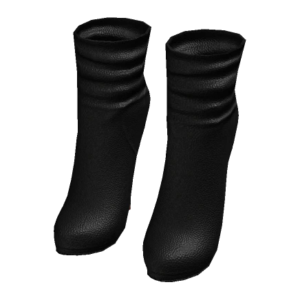 High Heel Leather Ankle Boots - Black