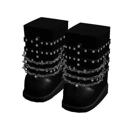 Long Black Boots with Chains