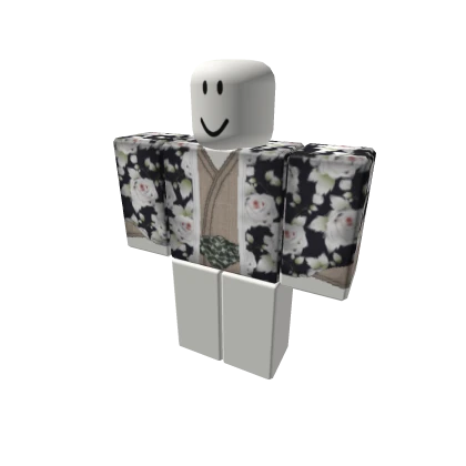 Tan Yukata w/ White Rose Haori +