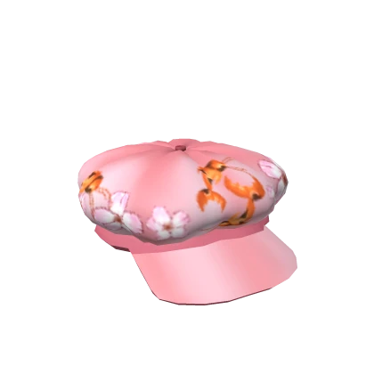 Pink Koi Fish Vintage Print Beret