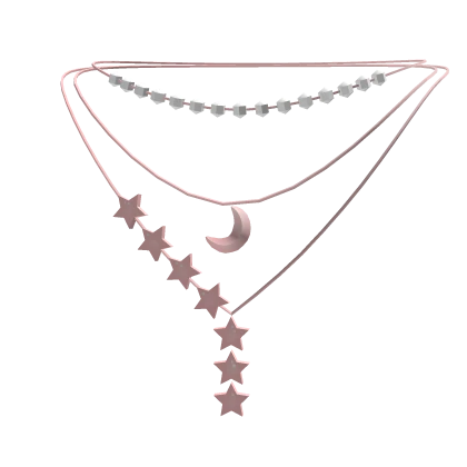 Moon and Stars Necklace-Pink