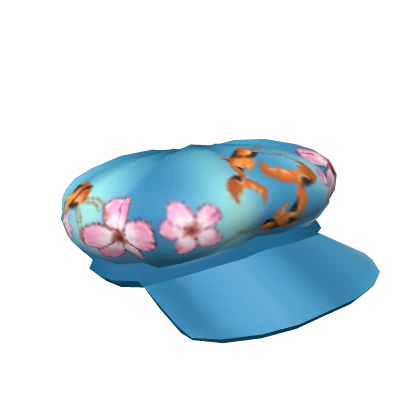 Blue Koi Fish Aesthetic Print Beret V2