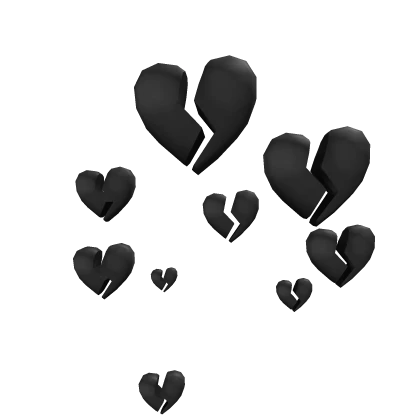 Black Broken Floating Hearts