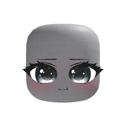 Animated Kawaii Anime Face - Grey