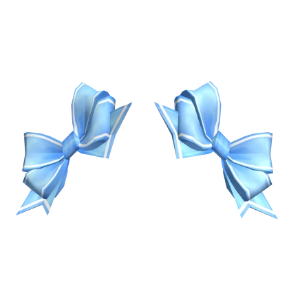 Adorable Double Bows Blue w Stripe