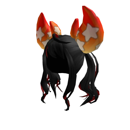 🦀 Black with Red Zodiac Claw Pigtails