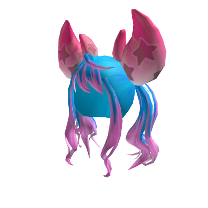 🦀 Blue & Pink Zodiac Claw Pigtails