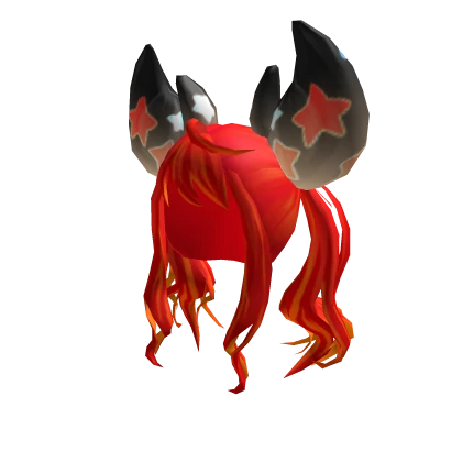 🦀 Red with Black Zodiac Claw Pigtails