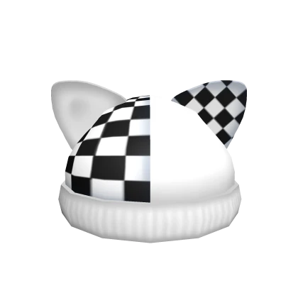 White Checkered Cat Beanie