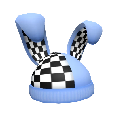 Blue Checkered Bunny Beanie