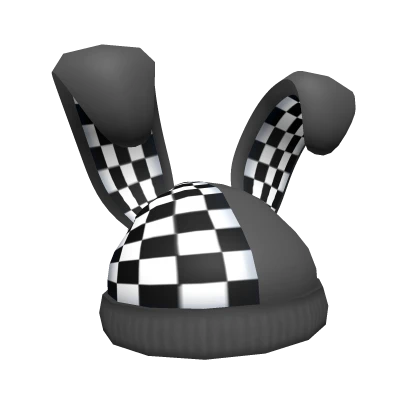 Black Checkered Bunny Beanie