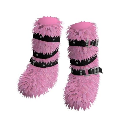 Y2K Fur Boots Pink