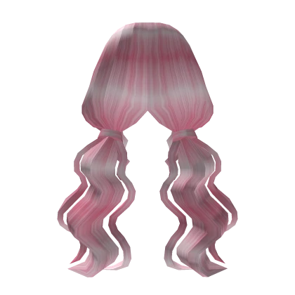 Wavy Low Pigtails Light Pink