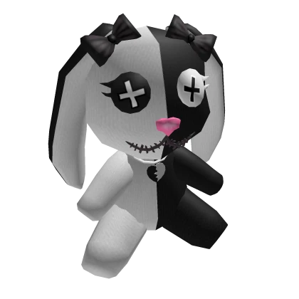 B&W Gothic Voodoo Bunny Plushie