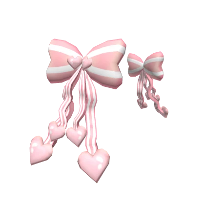 Pink Heart Double Hair Ribbon