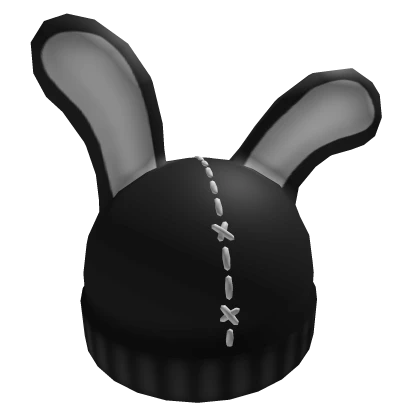 Bunny Hat with Stitches - black